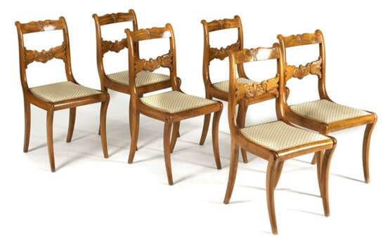 6 Biedermeier-Stühle, Um - фото 1