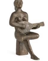 Fleer, Fritz - Sitzender weiblicher Akt mit Laute