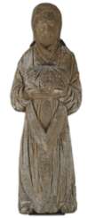 Figure d'une Würdenträgerin de céramiques communes sur un panneau de bois monté