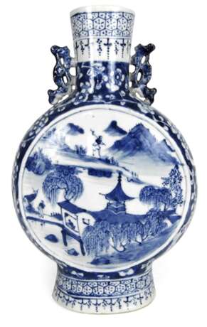 Unterglasurblau dekorierte Pilgerflasche aus Porzellan - Foto 1