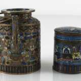 Teekanne und Cloisonné-Deckeldose mit Dekor von Antiquitäten - Foto 2