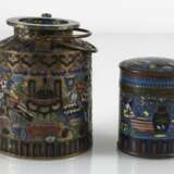 Teekanne und Cloisonné-Deckeldose mit Dekor von Antiquitäten - Foto 4