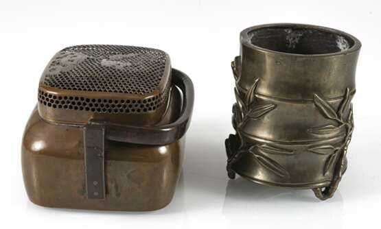 Handwärmer aus Kupfer und Pinselbecher in Form eines Bambussegments aus Bronze - фото 5