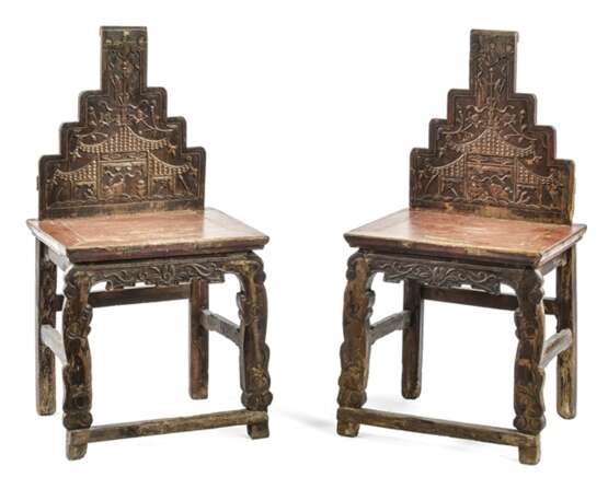 Paar Stühle mit abgestufter Rückenlehne - photo 1