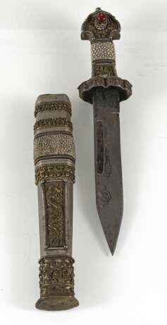 Knochentrompete mit Silberbeschlägen und Kurzschwert mit Fischhaut und Beschlägen - фото 4