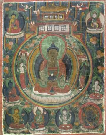 Thangka mit Darstellung des Buddha Amitabha in seinem Palast - photo 1