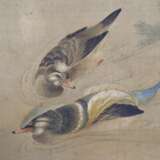 Anonyme Malerei eines Entenpaares auf Seide als Hängerolle montiert - фото 2