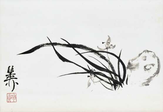 Xie Zhiliu (1910-1997): Orchideen, Tusche und Farben auf Papier, als Hängerolle montiert - фото 1