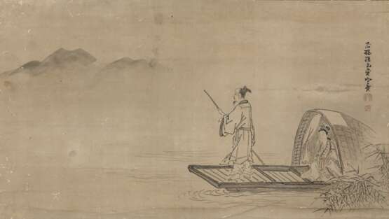 Kano Tangen (1679-1767) - Darstellung der Seiobo auf einem Boot , als Hängerolle montiert - Foto 1