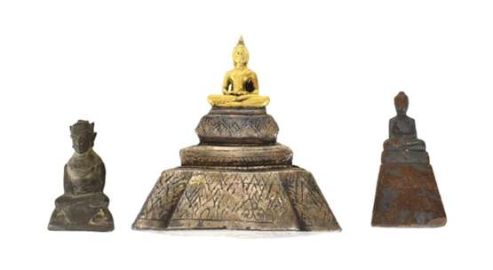 Drei Bronzeskulpturen des Buddha Shakyamuni - фото 1