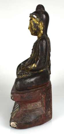 Holzfigur des sitzenden Buddha Shakyamuni - photo 2