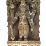 Holzschnitzerei mit Darstellung des stehenden Ganesha - Foto 1