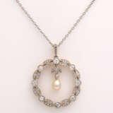 Jugendstil Collier mit Perle und Diamanten, - photo 2