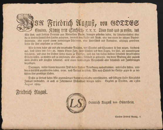 8 Bekanntmachungen zur französischen Besetzung Sachsens von 1807 - 1814. - Foto 2