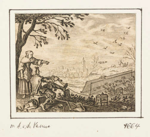 VAN DE VENNE, Adriaen Pietersz (1589 Delft - 1662 Den Haag). Der Vogelfänger. - Foto 1
