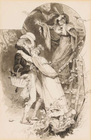 SIMM, Franz Xaver (1853 Wien - 1918 München). Märchenhafte Szene mit Liebespaar. - Foto 1
