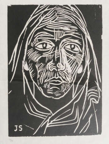 SCHARL, Josef (1896 München - 1954 New York City). Expressionistisches Porträt einer älteren Dame. - Foto 1