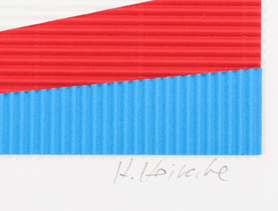 HEINECKE, Hajo (*1948 Hamburg). Op-Art-Relief in Rot, Blau und Weiß. - photo 2