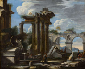ROBERTI, Domenico (1642 Rom - 1707). Ruinenlandschaft mit Staffage.