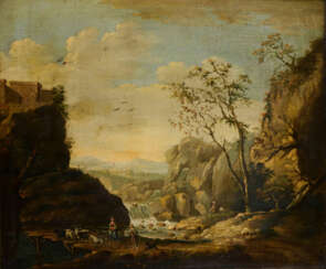 Altmeister 18. Jahrhundert: Landschaft mit Staffage.