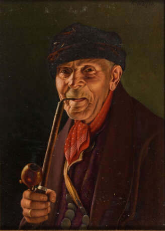 WÖLFLE, Franz Xaver (1887 Kaufbeuren - 1972 Zankenhausen). Porträt eines Pfeiferauchers. - photo 1