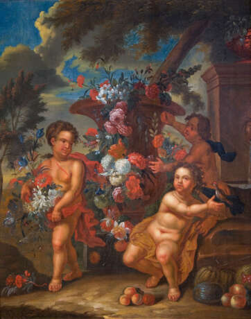 VERBRUGGEN, Gaspar Peeter zugeschrieben (1664 Antwerpen - 1730 Antwerpen). Amoretten mit Blumen. - photo 1