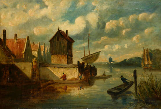 SCHIPPERUS, Pieter Adrianus (1840 Rotterdam - 1929 Den Haag). Niederländische Stadt am Fluss. - photo 1