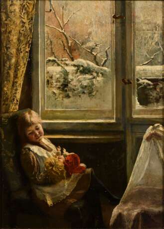 VOIGTLÄNDER, Rudolf von (*1854 Braunschweig). Mädchen mit Puppe ("Zur Winterzeit"). - photo 1