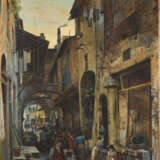 MEYER, Edgar (1853 Innsbruck - 1925 Aldrans/Innsbruck). Markttreiben in italienischer Gasse. - Foto 1