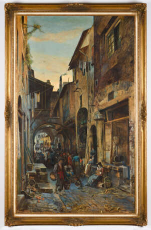 MEYER, Edgar (1853 Innsbruck - 1925 Aldrans/Innsbruck). Markttreiben in italienischer Gasse. - Foto 3