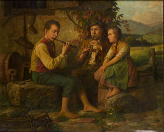 WAGNER-HÖHENBERG, Joseph (1870 Höhenberg - 1939 München). Das Flötenspiel. - Foto 1