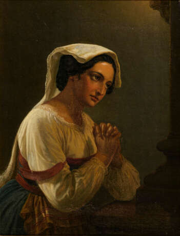 Rom um 1840: Junge Frau bei der Andacht. - Foto 1