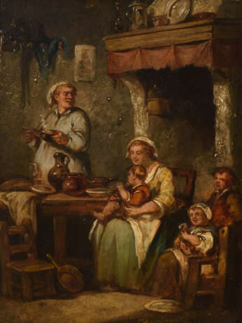 DOMICENT, Martin (1823 Ypern - 1898). Familie in alter Bauernküche. - Foto 1
