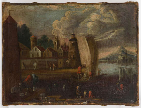 Landschaftsmaler 18. Jahrhundert: Zwei Landschaften mit Küstenstädten. - photo 3