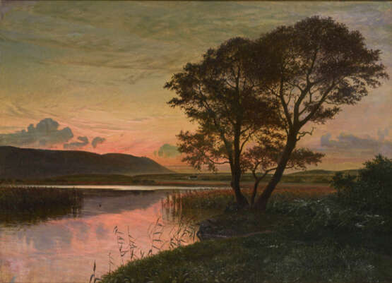 JENSEN-KLINT, Peder Vilhelm (1853 Skælskør - 1930 Kopenhagen). Abendlandschaft am Fluss. - Foto 1