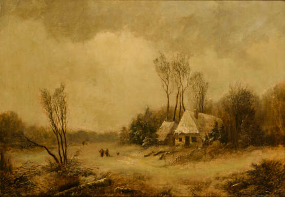 JANSEN, Johannes Mauritz (1811 Angerlo - 1857 Utrecht). Winterlandschaft mit Personen. - Foto 1