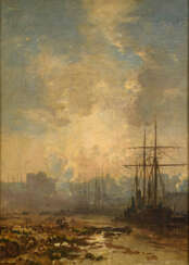 GRANDSIRE, Pierre Eugène (1825 Orléans - 1905 Paris). Hafenansicht im Nebel.