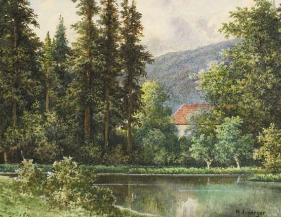 ASPERGER, Max (1864 Apolda - 1924 Gotha). Thüringer Teichlandschaft ("Rheinhardsbrunn"). - photo 1