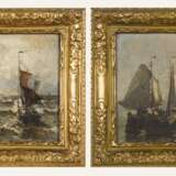 GROBE, German (1857 Hanau - 1938 Düsseldorf). 2 kleine Gemälde mit Segelbooten. - photo 1