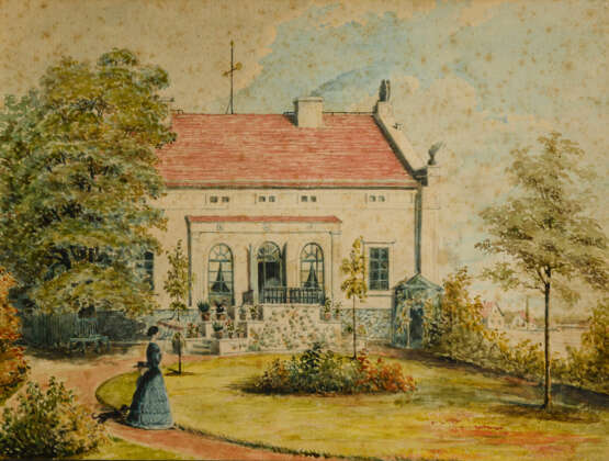 Schlesischer Biedermeier-Maler: "Villa in Liegnitz". - Foto 1