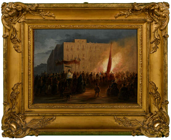 GIGANTE, Ercole zugeschrieben (1815 Neapel - 1860 ebd.). Nächtliche Prozession mit Feuer in Neapel. - фото 3