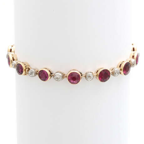 Armband mit rundfac. Rhodolithen und AltschliffDiamant - фото 2