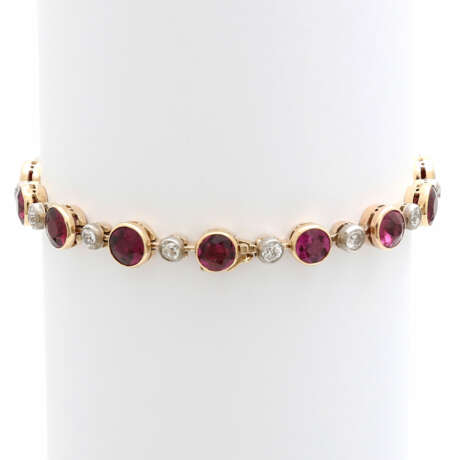 Armband mit rundfac. Rhodolithen und AltschliffDiamant - фото 3