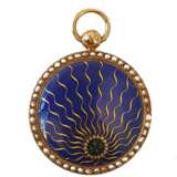 ANONIMO: Orologio da tasca in oro 18K con perline e smalto blu e verde - photo 2