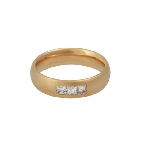 Ring mit 3 Diamanten im Prinzessschliff, zusammen ca. 0,51 ct - Foto 1
