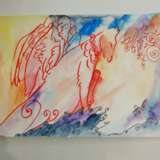 Созерцание дракона Paper Watercolor Impressionism Mythological painting 2020 - photo 1