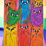 Cats Canvas Acrylic paint Modern art Animalistic 2020 - photo 1