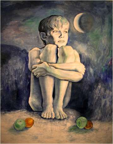 The boy and the Moon Canvas Oil paint Avant-garde 2020 - photo 1
