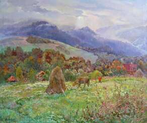 One day in Ukrainian Carpathian Mountains⠀ Painting by Aleksandr Dubrovskyy