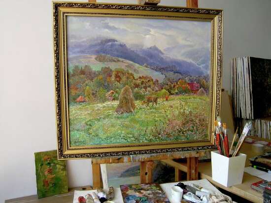 “One day in Ukrainian Carpathian Mountains⠀ Painting by Aleksandr Dubrovskyy” Canvas Oil paint Impressionist Landscape painting 2015 - photo 2
